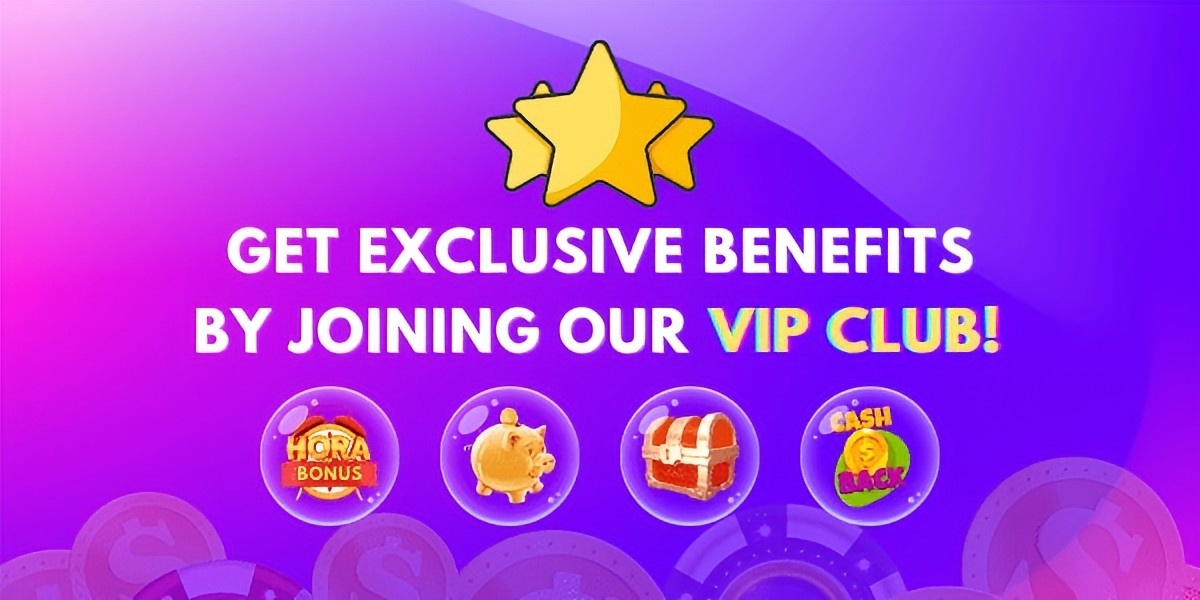 VIP club banner with golden stars and bonus bubbles for hourly rewards, piggy bank savings and cashback